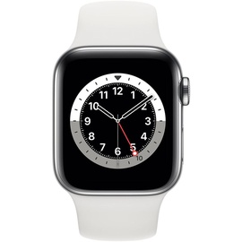 Apple Watch Series 6 GPS + Cellular 40 mm Edelstahlgehäuse silber, Sportarmband weiß