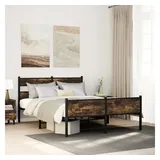 vidaXL Metallbett ohne Matratze Räuchereiche 160x200 cm