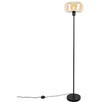 QAZQA Art-Deco-Stehlampe schwarz mit braunem Glas - Bizle
