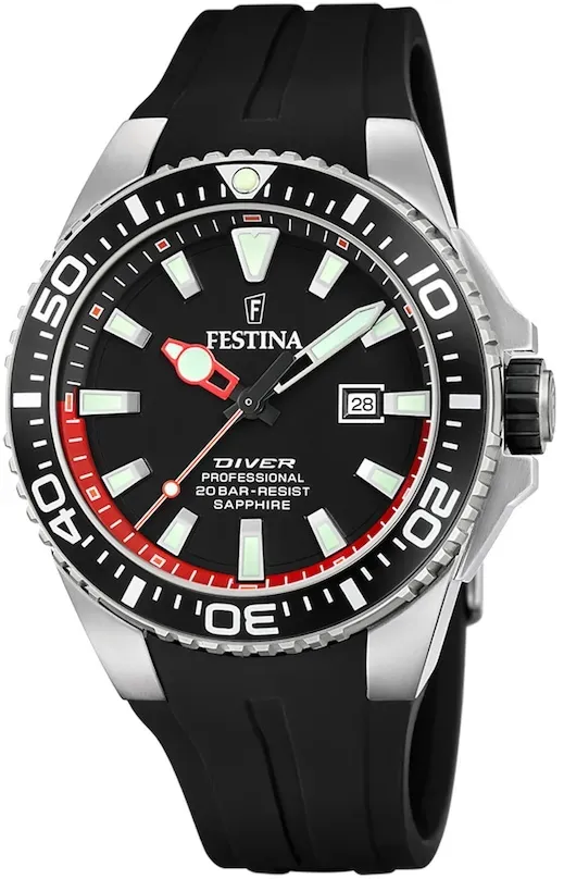 Festina Herren uhr Festina The Originals schwarz - edelstahl und gummi Herrenuhren  