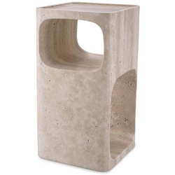 Casa Padrino Luxus Travertin Beistelltisch Beige 30,5 x 30,5 x H. 56,5 cm - Naturstein Beistelltisch - Wohnzimmer Möbel - Hotel Möbel - Travertin Möbel - Luxus Möbel - Luxus Einrichtung