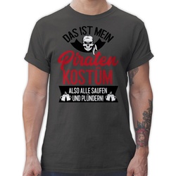 Shirtracer T-Shirt Das ist mein Piraten Kostüm – schwarz/rot Karneval Outfit grau S