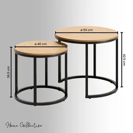 home collective Couchtisch Rund Eiche hell 50 x 43 cm