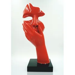 Casa Padrino Deko Skulptur Rot / Schwarz H. 50 cm - Deko Figuren