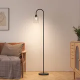 EMKE Stehlampe Schwarz LED Stehleuchte Wohnzimmer, E27 Standleuchte mit Fußschalter, Retro Leselampe Stehlampe Schlafzimmer Floor Lamp Outdoor Stehlampe Bogenlampe