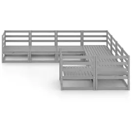 vidaXL Garten-Lounge-Set 8-tlg. Massivholz Kiefer grau