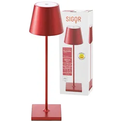 Nuindie LED Akku Tischleuchte Außentischleuchte IP54 Kirschrot Sigor Tischlampe