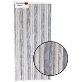 Lemodo Flauschvorhang 90x200cm grau-hellgrau, Fliegenschutz, Türvorhang Wohnwagen