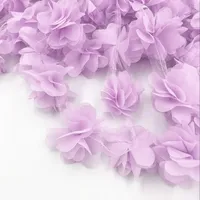 24x 3D Chiffon Blumen Cluster Stoff Rosen Spitze-ordnungs-Tulle-Blumen-Band Für Applikation Nähen Brautkleider Dekoration Zubehör Zufällige Farbe
