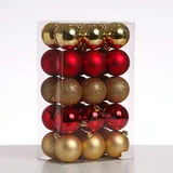 MARELIDA Christbaumkugeln Weihnachtskugeln bruchfest D: 6cm gold rot 30 Stück