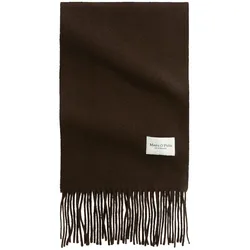 Fransentuch MARC O'POLO "aus softer Schurwolle", Damen, braun (schwarz coffee), Obermaterial: 100% Schurwolle, unifarben, Modetücher
