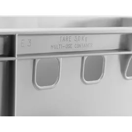 Buri 4x Fleischkiste E3 Metzgerkiste 60x40x30cm lebensmittelecht, robust, stapelbar - Eurokisten Lagerkiste Stapelkiste aus Deutschland, Farbe:grau - Grau