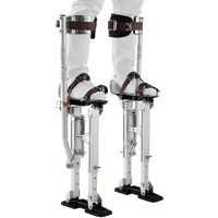 Vevor Trockenbau-Stelzen 409-613mm, 103kg Belastbare Arbeitsstelzen mit Doppelten Federn Rutschfesten Fußplatten & Spanngurt, Verstellbare Aluminiumstelzen für Trockenbau Deckenbau Baustelle, Silber
