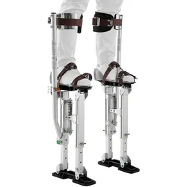 Vevor Trockenbau-Stelzen 409-613mm, 103kg Belastbare Arbeitsstelzen mit Doppelten Federn Rutschfesten Fußplatten & Spanngurt, Verstellbare Aluminiumstelzen für Trockenbau Deckenbau Baustelle, Silber