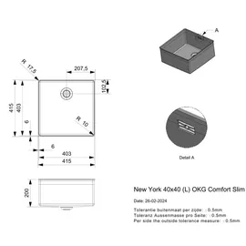 Reginox NEW YORK Slim Küchenspüle, R38079 Comfort