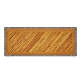 vidaXL Garten-Beistelltisch mit Holzplatte Grau Poly Rattan