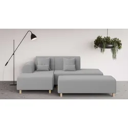 Ecksofa INOSIGN "Suyala", grau, B:258cm H:85cm T:168cm, 100% Polyester, Sofas, L-Form mit Hocker