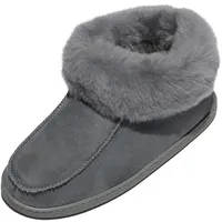 Hollert Lammfell Hausschuhe EWA Premium Damen Fellschuhe aus 100% Merino Schaffell Größe EUR 39, Farbe Grau - 39 EU