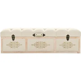 vidaXL Sitzbank mit Stauraum 110 cm Creme Massivholz Tanne und Stoff