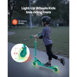 Vevor Scooter (2 Räder) für Kinder ab 3 Jahren, Cityroller Kinderroller mit leuchtenden Rädern & höhenverstellbarem Lenker & rutschfestem Deck & faltbarem Rahmen, Tretroller bis zu 50 kg, Grün