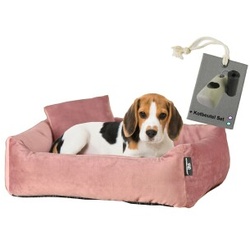 Rohrschneider ® Hundebett inkl. Gratis-Beigabe, Kuschelsofa altrosa M