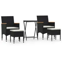 vidaXL 5-tlg Garten-Bistro-Set Poly Rattan und Hartglas Schwarz Modell 4