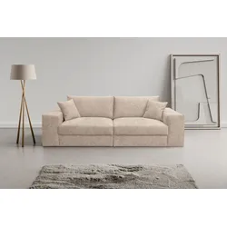 Big-Sofa WERK2 "Rozzana mit viel Platz und aktuellen Bezugsvarianten", beige, B:246cm H:82cm T:105cm, 100% Polyester, Sofas, mit losen Rückenkissen