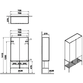 Vitra Equal Hochschrank 73,5 x 27,5 x 141 cm Schwarz-Eiche Holz, Metall, MDF