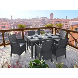 BICA Poltrona 2er Set Lido Gastro Sessel inkl. Sitzkissen, Graphit, Gartensessel, Wetterfest