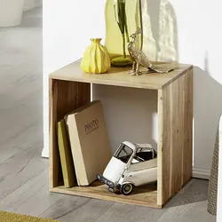 FineBuy Cube Massivholz Regal Beistelltisch Tisch Holzcube Würfelregal Couchtisch