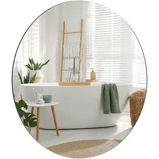 Dripex Rund Spiegel 50x50cm Rahmenloser Badezimmerspiegel Wandspiegel Badspiegel für Ankleidezimmer Schlafzimmer und Wohnzimmer