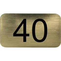 Nummernschild selbstklebend, 35 x 20 mm, Type 40, Kunststoff gold metallic