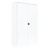 Flügeltürenschrank komplett montiert weiß 195x120x60cm Metallschrank abschließbar Lagerschrank Aktenschrank 4 Fachböden 530387