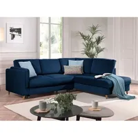 Lisa Design - Brooke – ecksofa rechts – mit schlaffunktion – 5-sitzer – aus samt - nachtblau