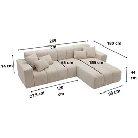 GRAINGOLD Ecksofa Nork Schwarz Rechts