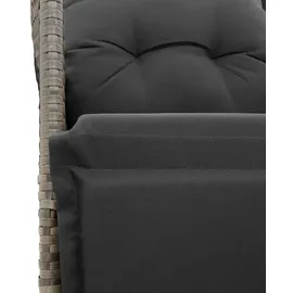 vidaXL 9-tlg. Garten-Bistro-Set mit Kissen Grau Poly Rattan