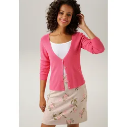 Strickjacke ANISTON CASUAL, Damen, Gr. 42, pink, Feinstrick, Obermaterial: 50% Polyacryl, 50% Viskose, unifarben, casual, figurbetont hüftlang, V-Ausschnitt, Langarm Strickkante, Strickjacken, in trendiger Farbpalette