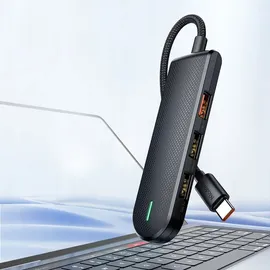 Mcdodo HU-1430 5 in 1 USB-C HUB, 3-Port USB-Hub (1x 3.0, 2x 2.0) + SD Cardreader, schwarz