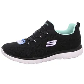 SKECHERS Summits - Leopard Spot blackmesh turquoise purple trim 36