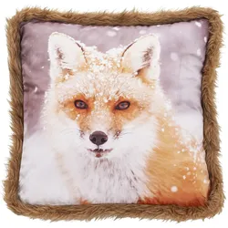 Dekokissen DONE. "Fox", bunt (mehrfarbig), B:45cm L:45cm, Polyester, Dekokissen_Sitzkissen_Kissenhüllen, Bedrucktes Kissen in feinem Samtstoff