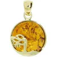 Ostsee-Schmuck Kettenanhänger Windflüchter 16 mm Gelbgold