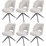 MCW 6er-Set Esszimmerstuhl MCW-N72, Polster-Küchenstuhl, drehbar Auto-Return, Stoff/Textil (420g/m2) Öko-Tex ~ creme