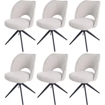 MCW 6er-Set Esszimmerstuhl MCW-N72, Polster-Küchenstuhl, drehbar Auto-Return, Stoff/Textil (420g/m2) Öko-Tex ~ creme
