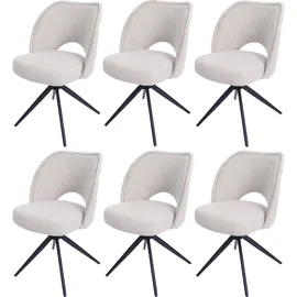 MCW 6er-Set Esszimmerstuhl MCW-N72, Polster-Küchenstuhl, drehbar Auto-Return, Stoff/Textil (420g/m2) Öko-Tex ~ creme