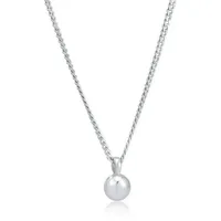 Elli Kette mit Anhänger Kugel Geo Look Panzerkette 925 Silber, Kugel silberfarben