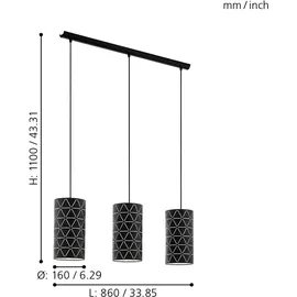 EGLO Ramon 3-flg. 86 cm zylinderförmig schwarz