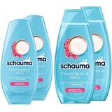 Schauma Feuchtigkeits-Shampoo Feuchtigkeit & Glanz (2x 400 ml) reinigt die Kopfhaut sanft für glänzendes & gesund aussehendes Haar & Spülung (2x 250 ml) Haarspülung mit Reiswasser