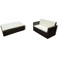 vidaXL 2-tlg Garten-Lounge-Set mit Auflagen Poly Rattan Braun