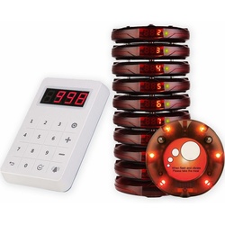 Retekess Funkgerät TD158 Pager-System, LED-Röhrenanzeige, 4 Anrufmodi, Restaurant-Pager, (Pager Rufsystem, 10 Pager), Pager Rufsystem, 500M, 0-250 Anrufzeit, Stumme Tastatur, Pager Pieper rot