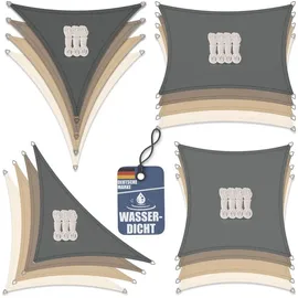 bonsport Sonnensegel Rechteck wasserdicht 2x4 m Graphit - Sonnenschutz rechteckig mit UV-Schutz für Garten, Balkon Terrasse, Camping